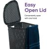 image:imagePlastic Corner Laundry Hamper with Lid Curved Designed Laundry Basket 2 Pack Triangle Beige Cloths Hamper Organizer with Cutout Handles for Laundry Room Bedroom Bathroom Wicker Design 50 LiterGrey