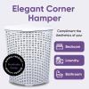 image:imagePlastic Corner Laundry Hamper with Lid Curved Designed Laundry Basket 2 Pack Triangle Beige Cloths Hamper Organizer with Cutout Handles for Laundry Room Bedroom Bathroom Wicker Design 50 LiterWhite