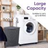 image:imagePlastic Corner Laundry Hamper with Lid Curved Designed Laundry Basket 2 Pack Triangle Beige Cloths Hamper Organizer with Cutout Handles for Laundry Room Bedroom Bathroom Wicker Design 50 LiterGrey