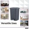 image:imageSuperio Mini Trash Can with Foot Pedal Small Outdoor Garbage Can with Lid 3 Gallon Plastic Waste Basket for Bathroom Bedroom Kitchen Office Patio Wicker Beige 12 QTGray