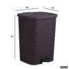 image:imageSuperio Mini Trash Can with Foot Pedal Small Outdoor Garbage Can with Lid 3 Gallon Plastic Waste Basket for Bathroom Bedroom Kitchen Office Patio Wicker Beige 12 QTBrown