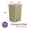 image:imageSuperio Mini Trash Can with Foot Pedal Small Outdoor Garbage Can with Lid 3 Gallon Plastic Waste Basket for Bathroom Bedroom Kitchen Office Patio Wicker Beige 12 QTBeige and Brown