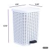image:imageSuperio Mini Trash Can with Foot Pedal Small Outdoor Garbage Can with Lid 3 Gallon Plastic Waste Basket for Bathroom Bedroom Kitchen Office Patio Wicker Beige 12 QTWhite