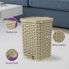 image:imageSuperio Mini Trash Can with Foot Pedal Small Outdoor Garbage Can with Lid 3 Gallon Plastic Waste Basket for Bathroom Bedroom Kitchen Office Patio Wicker Beige 12 QTBeige and Brown