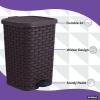 image:imageSuperio Mini Trash Can with Foot Pedal Small Outdoor Garbage Can with Lid 3 Gallon Plastic Waste Basket for Bathroom Bedroom Kitchen Office Patio Wicker Beige 12 QTBrown