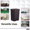 image:imageSuperio Mini Trash Can with Foot Pedal Small Outdoor Garbage Can with Lid 3 Gallon Plastic Waste Basket for Bathroom Bedroom Kitchen Office Patio Wicker Beige 12 QTBrown
