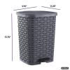image:imageSuperio Mini Trash Can with Foot Pedal Small Outdoor Garbage Can with Lid 3 Gallon Plastic Waste Basket for Bathroom Bedroom Kitchen Office Patio Wicker Beige 12 QTGray