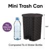 image:imageSuperio Mini Trash Can with Foot Pedal Small Outdoor Garbage Can with Lid 3 Gallon Plastic Waste Basket for Bathroom Bedroom Kitchen Office Patio Wicker Beige 12 QTBrown