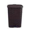 image:imageSuperio Mini Trash Can with Foot Pedal Small Outdoor Garbage Can with Lid 3 Gallon Plastic Waste Basket for Bathroom Bedroom Kitchen Office Patio Wicker Beige 12 QTBrown