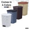 image:imageSuperio Mini Trash Can with Foot Pedal Small Outdoor Garbage Can with Lid 3 Gallon Plastic Waste Basket for Bathroom Bedroom Kitchen Office Patio Wicker Beige 12 QTWhite