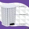 image:imageSuperio Mini Trash Can with Foot Pedal Small Outdoor Garbage Can with Lid 3 Gallon Plastic Waste Basket for Bathroom Bedroom Kitchen Office Patio Wicker Beige 12 QTWhite