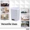 image:imageSuperio Mini Trash Can with Foot Pedal Small Outdoor Garbage Can with Lid 3 Gallon Plastic Waste Basket for Bathroom Bedroom Kitchen Office Patio Wicker Beige 12 QTWhite