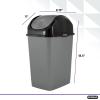 image:imageSuperio New 2 Pack Small 25 Gallon Plastic Trash Can with Swing Top Lid Waste Bin for Under Desk Office Bedroom Bathroom 10 Qt White45 Gallon