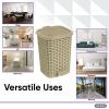 image:imageSuperio Rattan Wicker Style Bathroom Set Toilet Brush and 6 Liter Compact Trash Bin Beige and BrownBeige and Brown