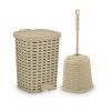 image:imageSuperio Rattan Wicker Style Bathroom Set Toilet Brush and 6 Liter Compact Trash Bin Beige and BrownBeige and Brown