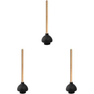 image:imageSuperio Heavy Duty Plunger with 21 Inch Wooden Handle Black Rubber  Classic Toilet Plunger Heavy Duty Double Thrust Force Cup Rubber Toilet Plunger Black Plunger3 Pack