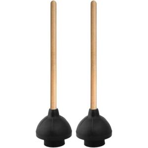 image:imageSuperio Heavy Duty Plunger with 21 Inch Wooden Handle Black Rubber  Classic Toilet Plunger Heavy Duty Double Thrust Force Cup Rubber Toilet Plunger Black Plunger2 Pack