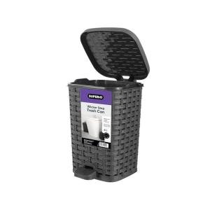 image:imageSuperio Mini Trash Can with Foot Pedal Small Outdoor Garbage Can with Lid 3 Gallon Plastic Waste Basket for Bathroom Bedroom Kitchen Office Patio Wicker Beige 12 QTGray