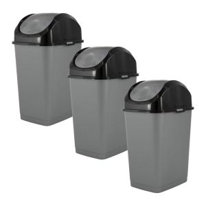 image:imageSuperio New 2 Pack Small 25 Gallon Plastic Trash Can with Swing Top Lid Waste Bin for Under Desk Office Bedroom Bathroom 10 Qt White45 Gallon