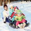 image:imageSuperio Downhill Snow Saucer Sled 37 Snow Slider for 4 Riders Huge Round Plastic Sled with Pull Ropes for Kids and Adults Blue Disc Sled