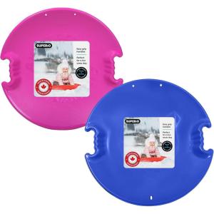 image:imageSuperio Round Saucer Snow Sleds for Kids and Adult Spiral Toddler Sled 26 Avalanche Circle Jet Sled for Toddlers Age Plastic Sledding Disc Winter Snow Toys Fun for Kids and Adults 2PackBlueFuchsia