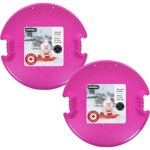 image:imageSuperio Round Saucer Snow Sleds for Kids and Adult Spiral Toddler Sled 26 Avalanche Circle Jet Sled for Toddlers Age Plastic Sledding Disc Winter Snow Toys Fun for Kids and Adults 2PackFuchsia