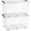 image:imageSuperio Storage Bins with Lids Clear Plastic Containers for Organizing Stackable Totes BPA Free Odor Free Organizer Boxes for Home and Dorm 2 Pack 2275 Qt44 Qt Wheeled