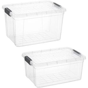 image:imageSuperio Clear Storage Bins with Lids Stackable Plastic Storage Container Latch Box with Locking Handles Multiple Sizes 6 Pack  185 35 6611 21 and 36 Qt2 Pack