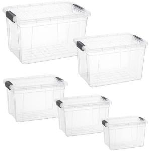 image:imageSuperio Clear Storage Bins with Lids Stackable Plastic Storage Container Latch Box with Locking Handles Multiple Sizes 6 Pack  185 35 6611 21 and 36 Qt5 Pack  1