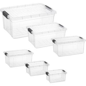 image:imageSuperio Clear Storage Bins with Lids Stackable Plastic Storage Container Latch Box with Locking Handles Multiple Sizes 6 Pack  185 35 6611 21 and 36 Qt6 Pack  2