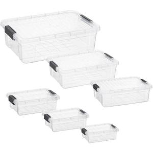 image:imageSuperio Clear Storage Bins with Lids Stackable Plastic Storage Container Latch Box with Locking Handles Multiple Sizes 6 Pack  185 35 6611 21 and 36 Qt6 Pack  1