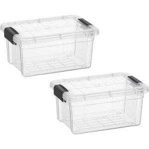 image:imageSuperio Storage Bins with Lids Clear Plastic Containers for Organizing Stackable Totes BPA Free Odor Free Organizer Boxes for Home and Dorm 2 Pack 2275 Qt35 Quart