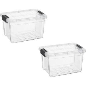 image:imageSuperio Storage Bins with Lids Clear Plastic Containers for Organizing Stackable Totes BPA Free Odor Free Organizer Boxes for Home and Dorm 2 Pack 2275 Qt14 Quarts