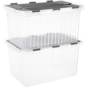 image:imageSuperio Storage Bins with Lids Clear Plastic Containers for Organizing Stackable Totes BPA Free Odor Free Organizer Boxes for Home and Dorm 2 Pack 2275 Qt35 Quart