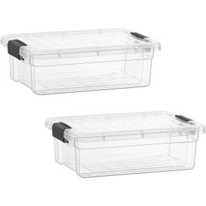 image:imageSuperio Storage Bins with Lids Clear Plastic Containers for Organizing Stackable Totes BPA Free Odor Free Organizer Boxes for Home and Dorm 2 Pack 2275 Qt23 Quarts