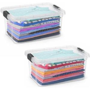image:imageSuperio Storage Bins with Lids Clear Plastic Containers for Organizing Stackable Totes BPA Free Odor Free Organizer Boxes for Home and Dorm 2 Pack 2275 Qt11 Quart