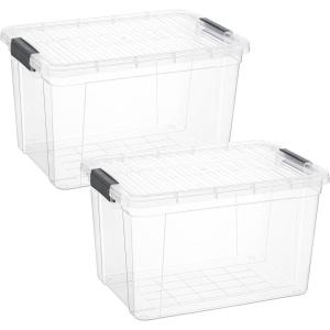 image:imageSuperio Storage Bins with Lids Clear Plastic Containers for Organizing Stackable Totes BPA Free Odor Free Organizer Boxes for Home and Dorm 2 Pack 2275 Qt26 Quart