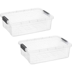 image:imageSuperio Storage Bins with Lids Clear Plastic Containers for Organizing Stackable Totes BPA Free Odor Free Organizer Boxes for Home and Dorm 2 Pack 2275 Qt137 Quart