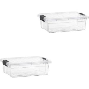 image:imageSuperio Storage Bins with Lids Clear Plastic Containers for Organizing Stackable Totes BPA Free Odor Free Organizer Boxes for Home and Dorm 2 Pack 2275 Qt23 Quart
