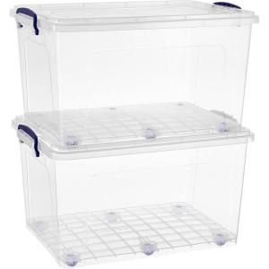 image:imageSuperio Storage Bins with Lids Clear Plastic Containers for Organizing Stackable Totes BPA Free Odor Free Organizer Boxes for Home and Dorm 2 Pack 2275 Qt44 Qt Wheeled