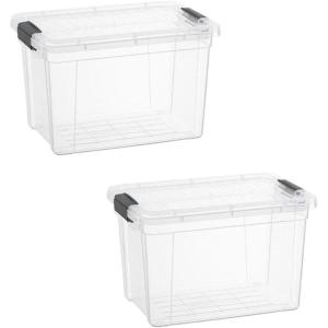 image:imageSuperio Storage Bins with Lids Clear Plastic Containers for Organizing Stackable Totes BPA Free Odor Free Organizer Boxes for Home and Dorm 2 Pack 2275 Qt25 Quart