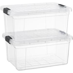 image:imageSuperio Storage Bins with Lids Clear Plastic Containers for Organizing Stackable Totes BPA Free Odor Free Organizer Boxes for Home and Dorm 2 Pack 2275 Qt21 Quart