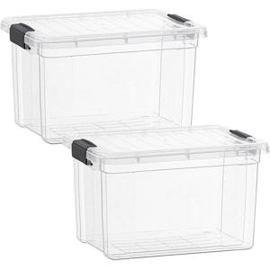 image:imageSuperio Storage Bins with Lids Clear Plastic Containers for Organizing Stackable Totes BPA Free Odor Free Organizer Boxes for Home and Dorm 2 Pack 2275 Qt49 Quart