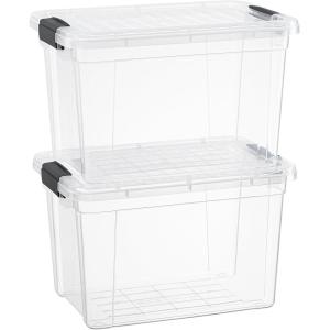 image:imageSuperio Storage Bins with Lids Clear Plastic Containers for Organizing Stackable Totes BPA Free Odor Free Organizer Boxes for Home and Dorm 2 Pack 2275 Qt87 Quart