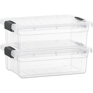 image:imageSuperio Storage Bins with Lids Clear Plastic Containers for Organizing Stackable Totes BPA Free Odor Free Organizer Boxes for Home and Dorm 2 Pack 2275 Qt74 Quart