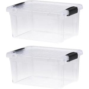 image:imageSuperio Storage Bins with Lids Clear Plastic Containers for Organizing Stackable Totes BPA Free Odor Free Organizer Boxes for Home and Dorm 2 Pack 2275 Qt66 Quart