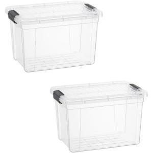 image:imageSuperio Storage Bins with Lids Clear Plastic Containers for Organizing Stackable Totes BPA Free Odor Free Organizer Boxes for Home and Dorm 2 Pack 2275 Qt25 Qt