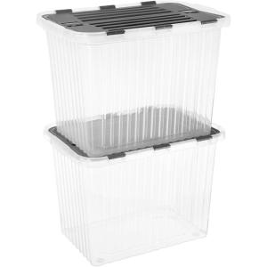 image:imageSuperio Storage Bins with Lids Clear Plastic Containers for Organizing Stackable Totes BPA Free Odor Free Organizer Boxes for Home and Dorm 2 Pack 2275 Qt53 Quart