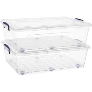 image:imageSuperio Storage Bins with Lids Clear Plastic Containers for Organizing Stackable Totes BPA Free Odor Free Organizer Boxes for Home and Dorm 2 Pack 2275 Qt42 Quart