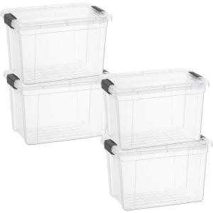 image:imageSuperio Storage Bins with Lids Clear Plastic Containers for Organizing Stackable Totes BPA Free Odor Free Organizer Boxes for Home and Dorm 2 Pack 2275 Qt475 Quart